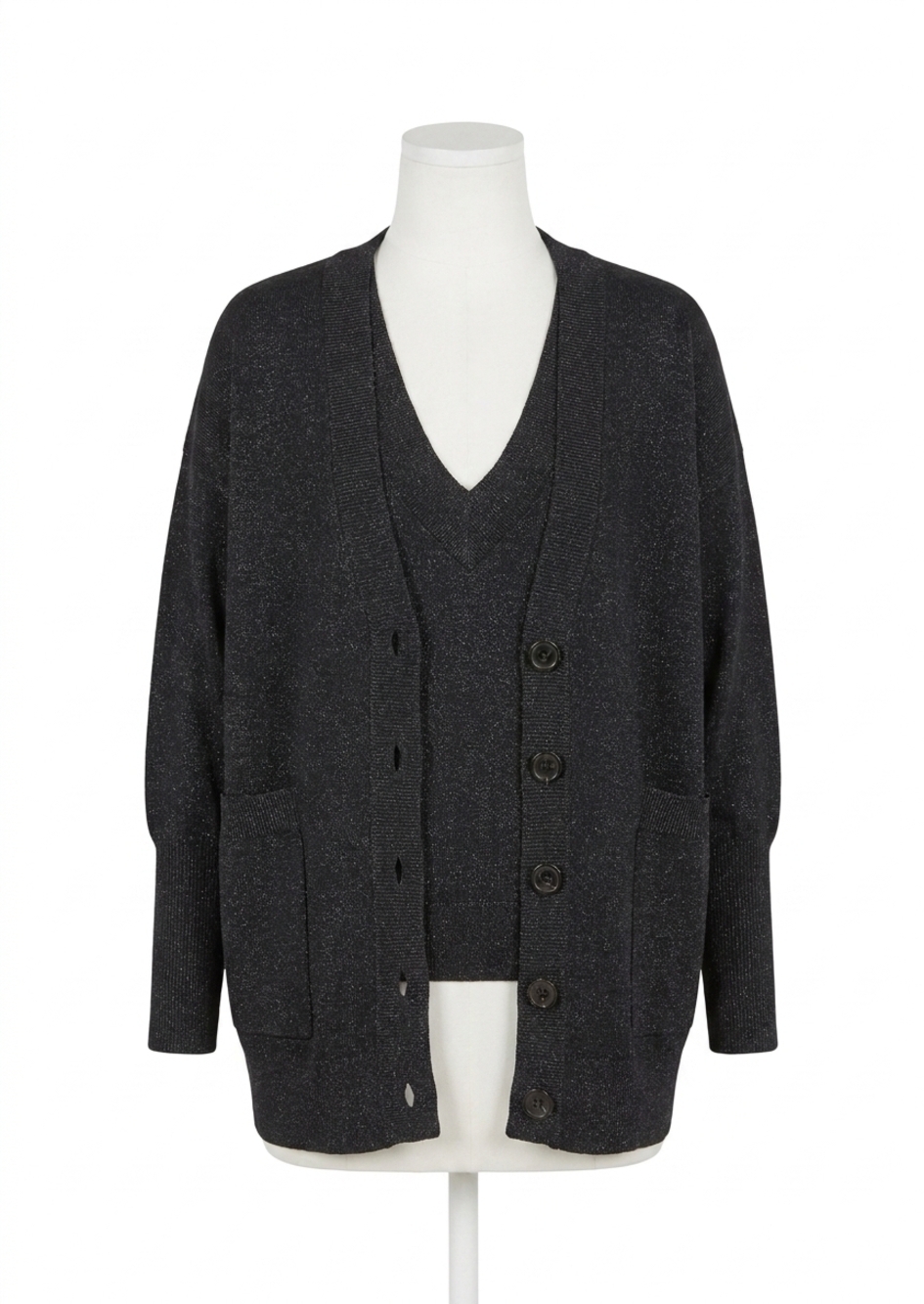 NEW LANHTROPY aspen glitter cardigan in black